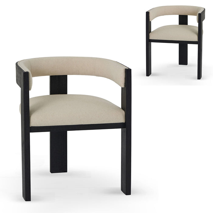 CDC8369-LJ Black ELM Dining Chair - Light Beige (Set of 2)