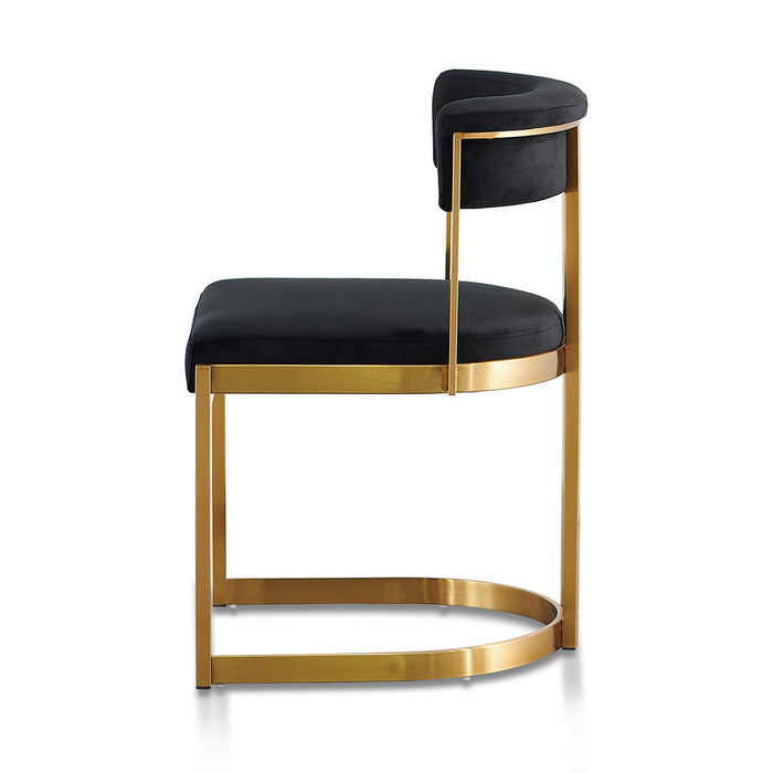 CDC8494-BS Black Velvet Dining Chair - Golden Base