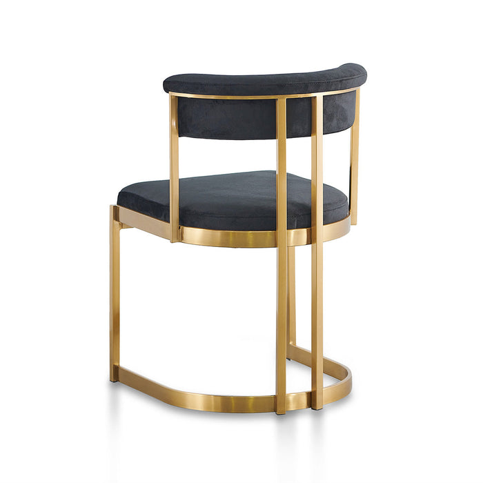 CDC8494-BS Black Velvet Dining Chair - Golden Base