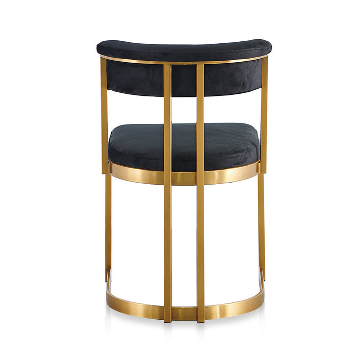 CDC8494-BS Black Velvet Dining Chair - Golden Base