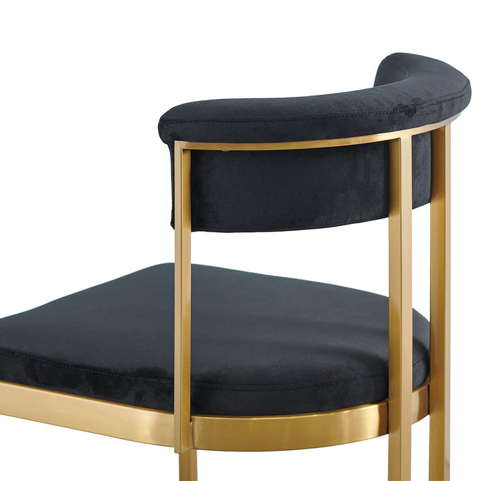 CDC8494-BS Black Velvet Dining Chair - Golden Base