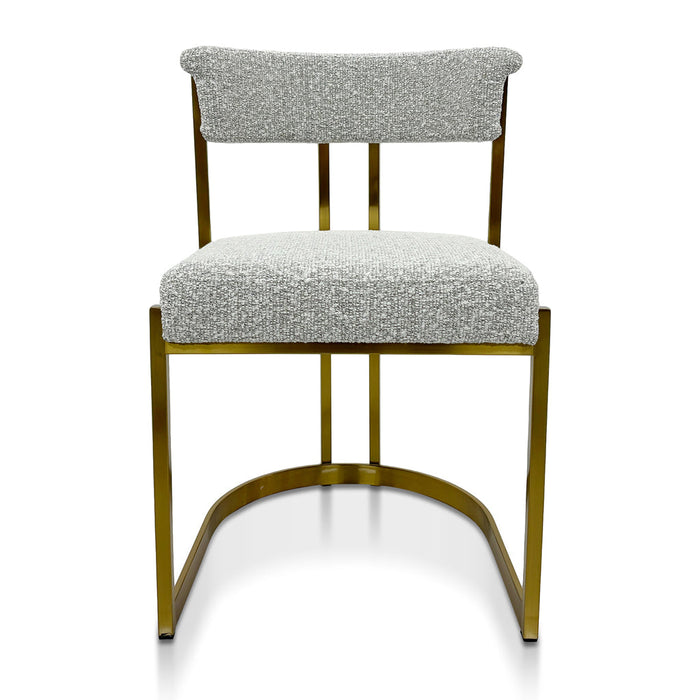 CDC8925-BS Silver Grey Boucle Dining Chair - Golden Base