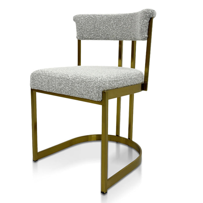 CDC8925-BS Silver Grey Boucle Dining Chair - Golden Base