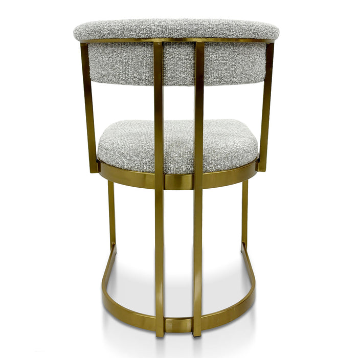 CDC8925-BS Silver Grey Boucle Dining Chair - Golden Base