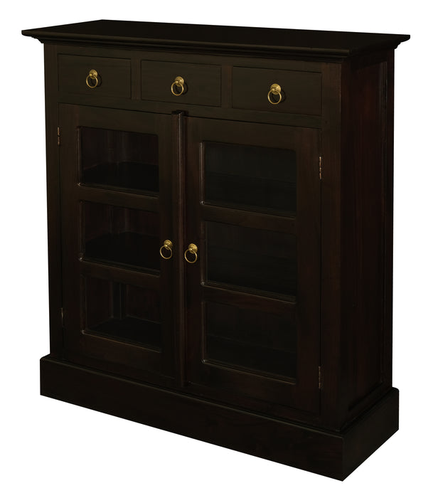 Tasmania 3 Drawer Small Display Cabinet (Chocolate)