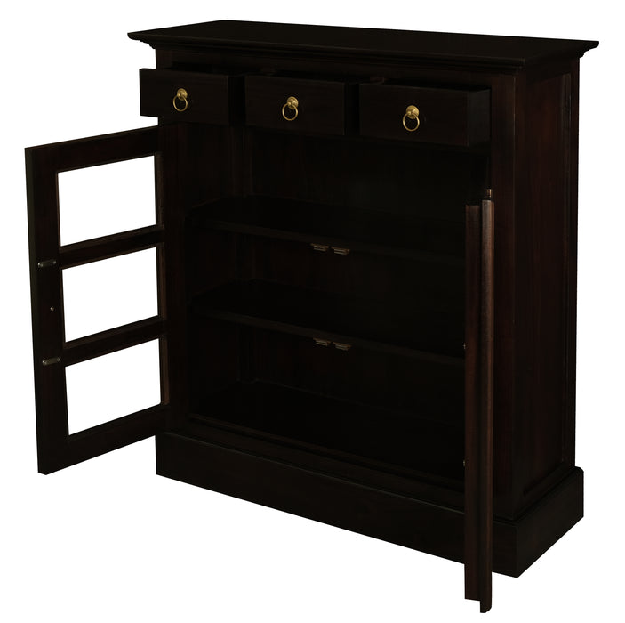 Tasmania 3 Drawer Small Display Cabinet (Chocolate)