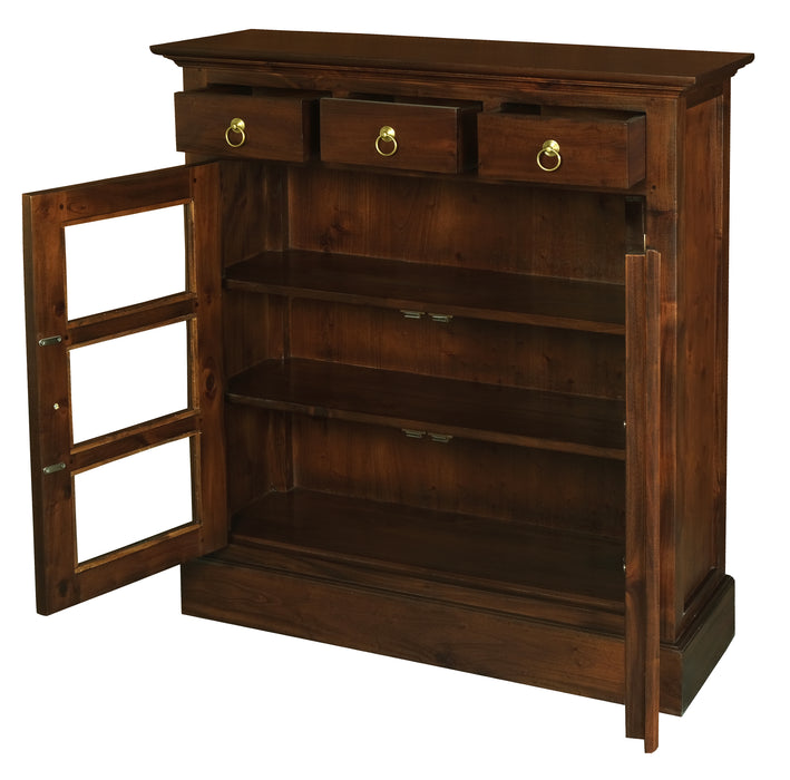 Tasmania 3 Drawer Small Display Cabinet (Mahogany)
