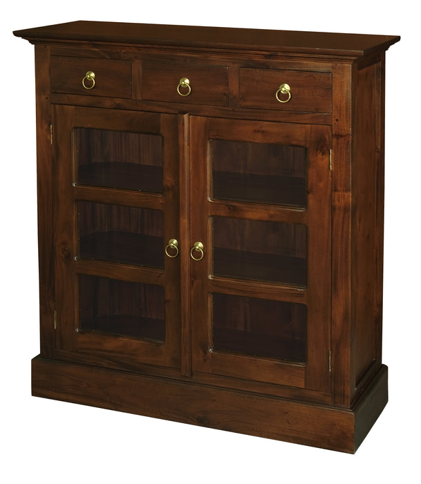 Tasmania 3 Drawer Small Display Cabinet (Mahogany)
