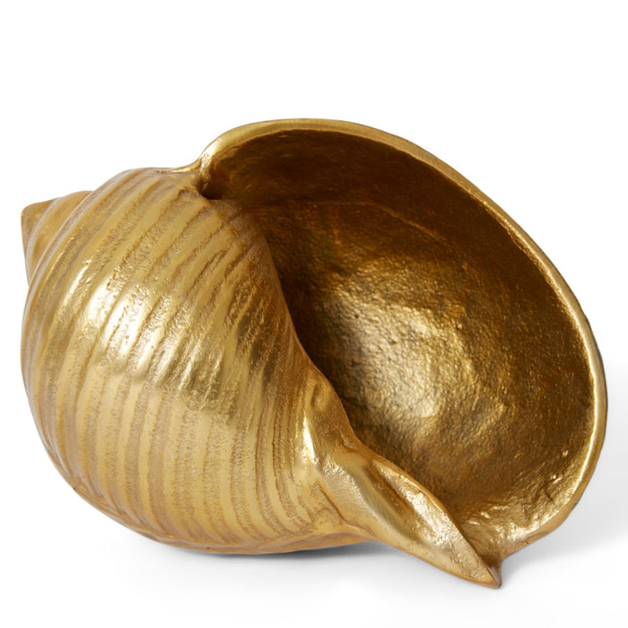 Moon Snail Shell Sculpture - Gold, 12cm (H)