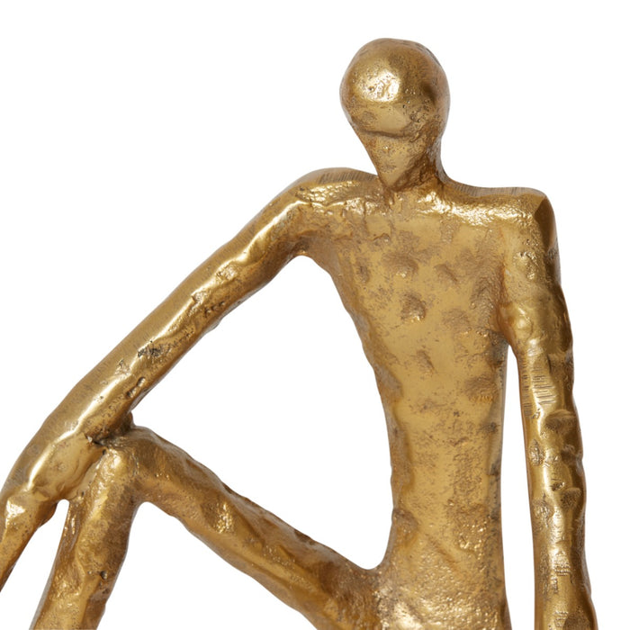 Man Sitting Scuplture - Antique Gold, 23cm (H)