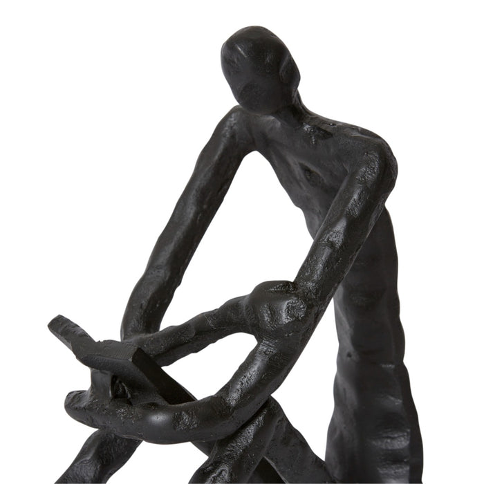 Man Reading Scuplture - Black, 23cm (H)