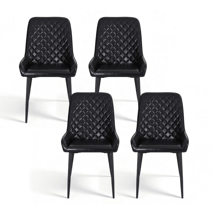 Artiss 4x Dining Chairs Retro PU Leather Kitchen Lounge Cafe Accent Chair Black