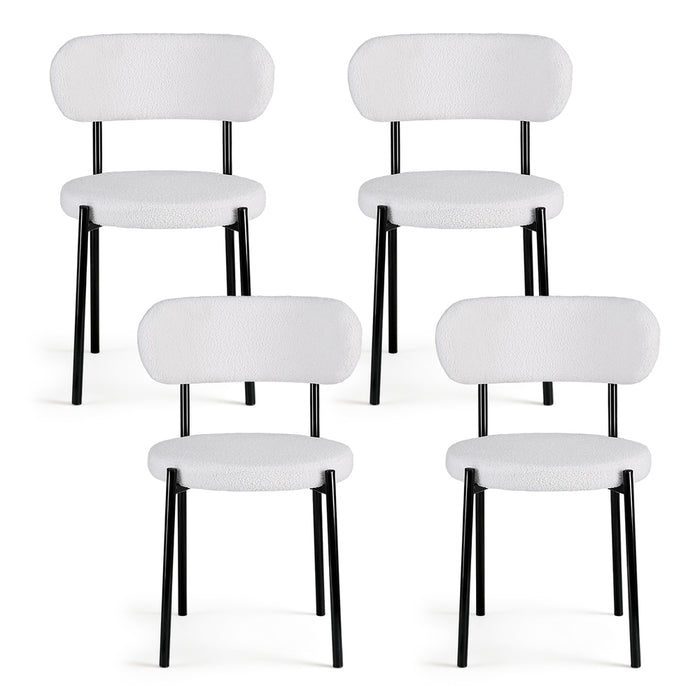 Artiss Dining Chairs Set of 4 Sherpa Boucle White