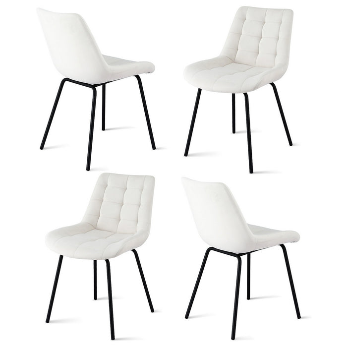 Artiss 4x Dining Chairs Velvet Tufted Kitchen Lounge Cafe Accent Chair Beige