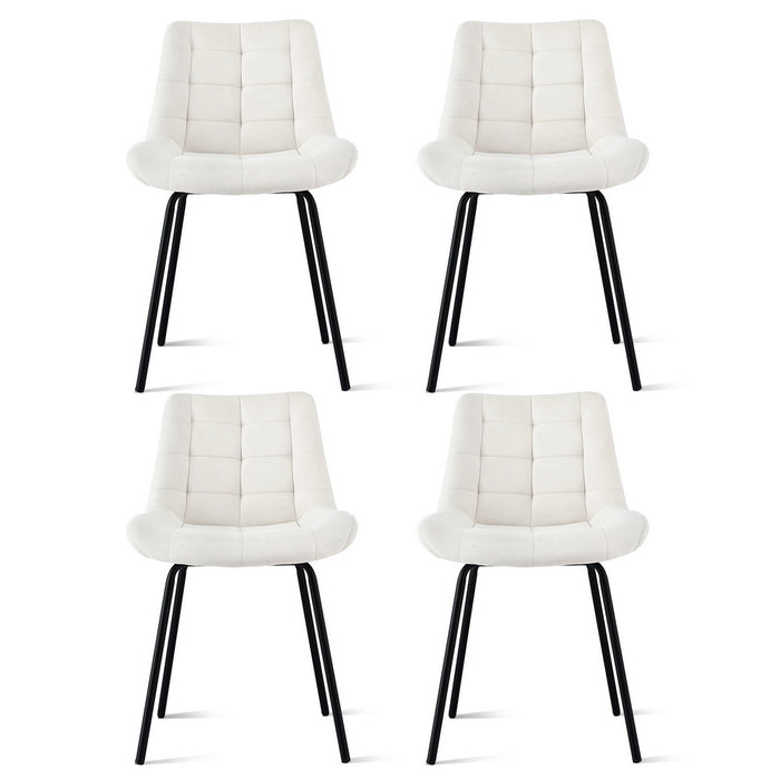 Artiss 4x Dining Chairs Velvet Tufted Kitchen Lounge Cafe Accent Chair Beige