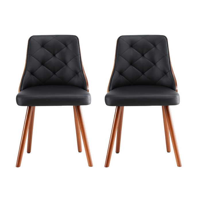 1 Set of 4 Artiss Dining Chairs Black PU