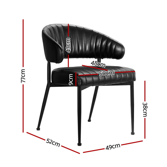 Artiss Dining Chairs Set of 4 Leather Hollow Armchair Black