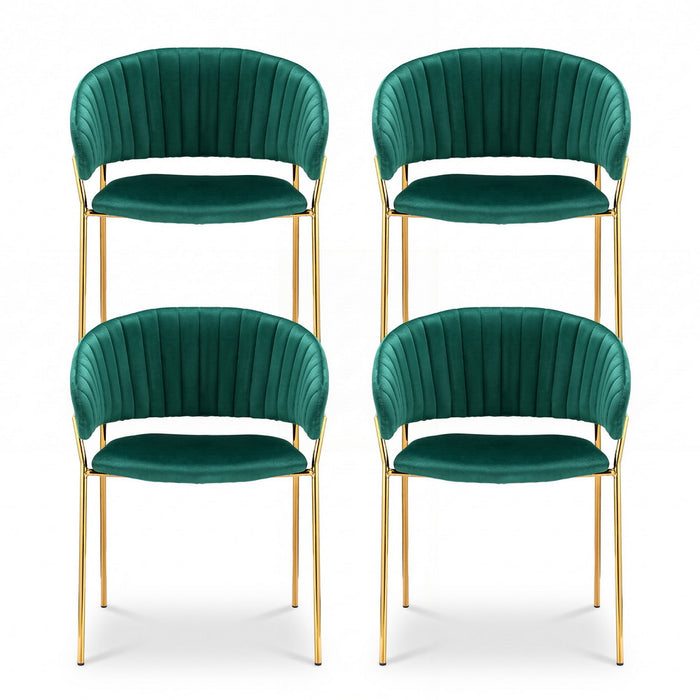 Artiss Dining Chairs Set of 4 Velvet Hollow Armchair Green