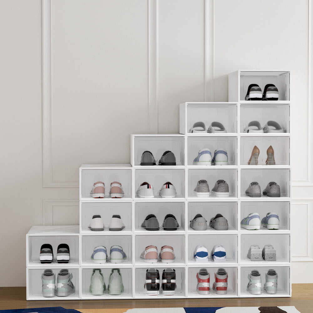 Diy Shoe Rack Table Artiss Shoe Box Rack DIY Set of 24 Stackable White Abel