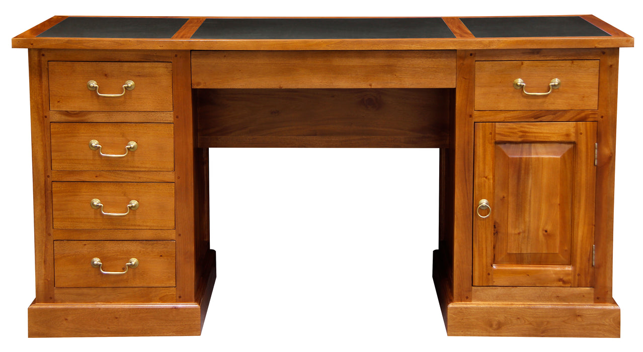 Tasmania Leatherette Executive Desk (Light Pecan)
