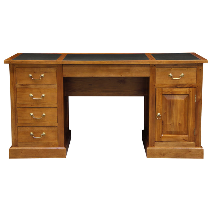 Tasmania Leatherette Executive Desk (Light Pecan)