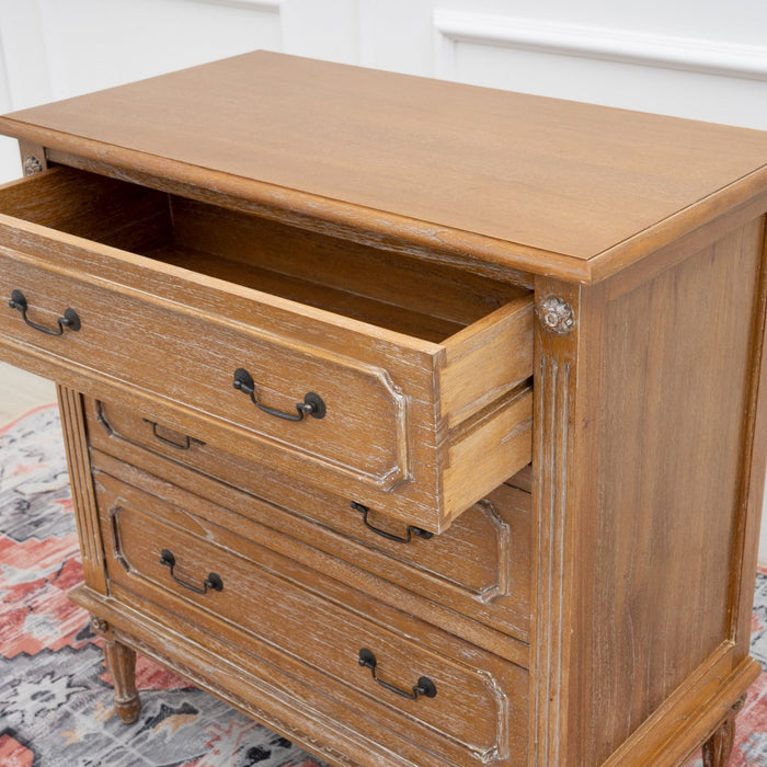Marseille Chest of Drawers with top drawer open - Weathered Oak