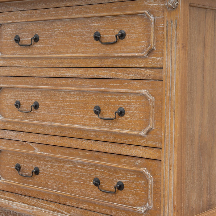 Marseille Chest of Drawers front with brass handles - Weathered Oak