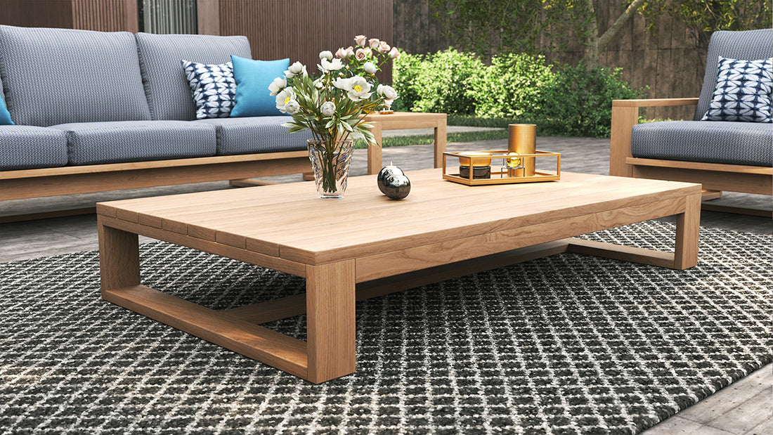 Double Island Outdoor Coffee Table - Oversize - Low - Natural