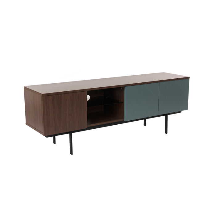 Mia Pre-Assembled Tv Unit In Walnut And Blue