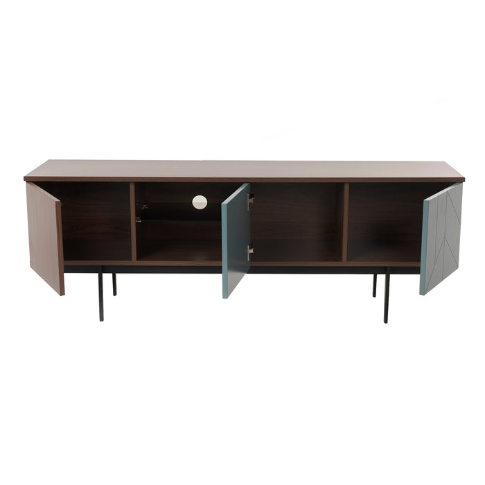 Mia Pre-Assembled Tv Unit In Walnut And Blue