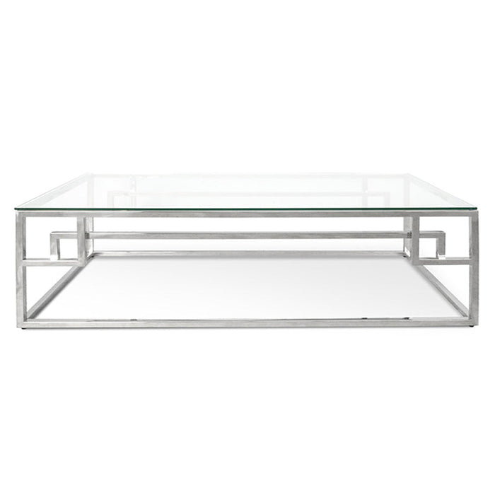 CCF1076-BS 1.2m Coffee Table With Tempered Glass - Stainless Steel Base