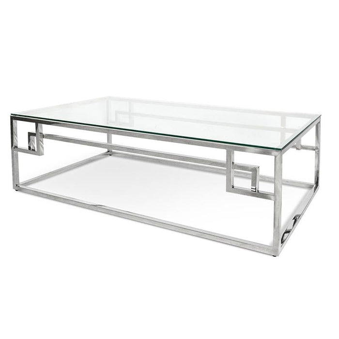 CCF1076-BS 1.2m Coffee Table With Tempered Glass - Stainless Steel Base