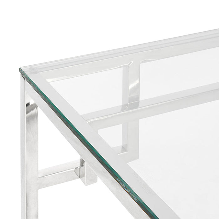 CCF1076-BS 1.2m Coffee Table With Tempered Glass - Stainless Steel Base