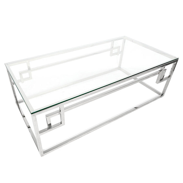 CCF1076-BS 1.2m Coffee Table With Tempered Glass - Stainless Steel Base