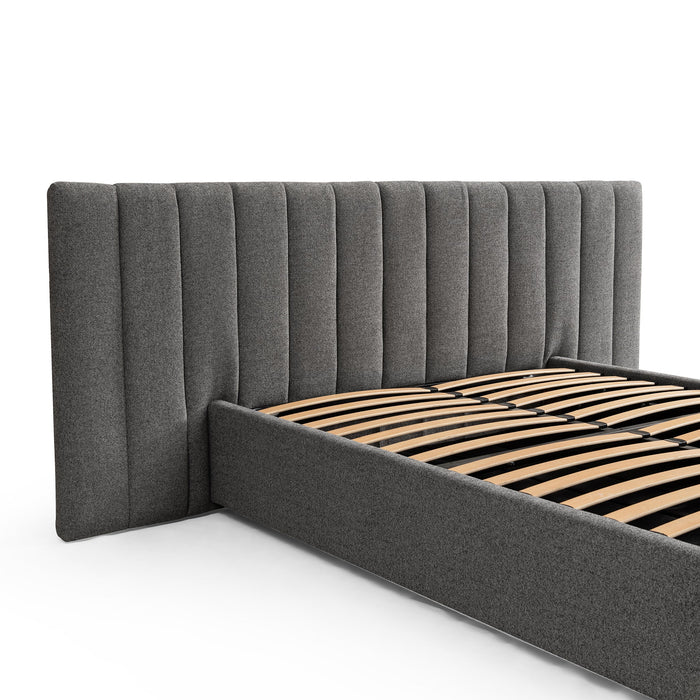 CBD8549-MI Wide Base Queen Bed Frame - Spec Charcoal with Storage