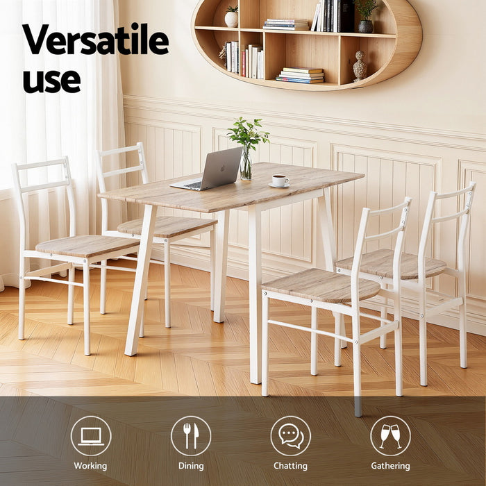 Artiss Dining Table and Chairs Set 5pcs Foldable Kitchen Furniture Natural White