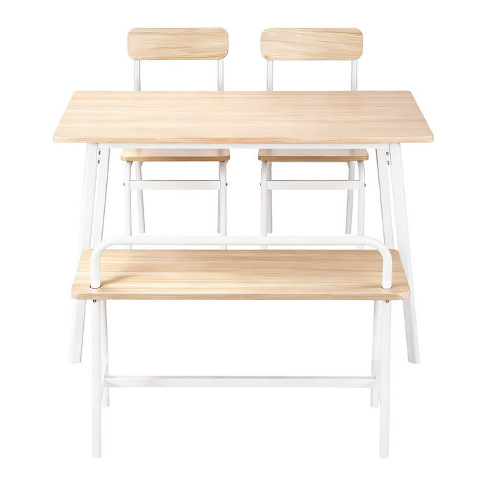 Artiss Dining Table and Chairs Set of 4 Bench Kitchen Furniture Natural and White