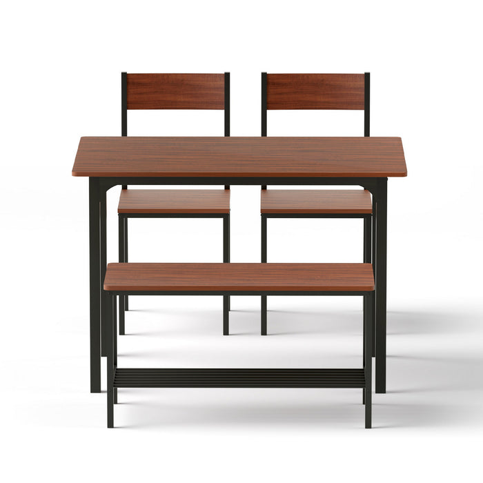 Artiss Dining Table and Chairs Set of 4 Storage Bench Kitchen Furniture Walnut