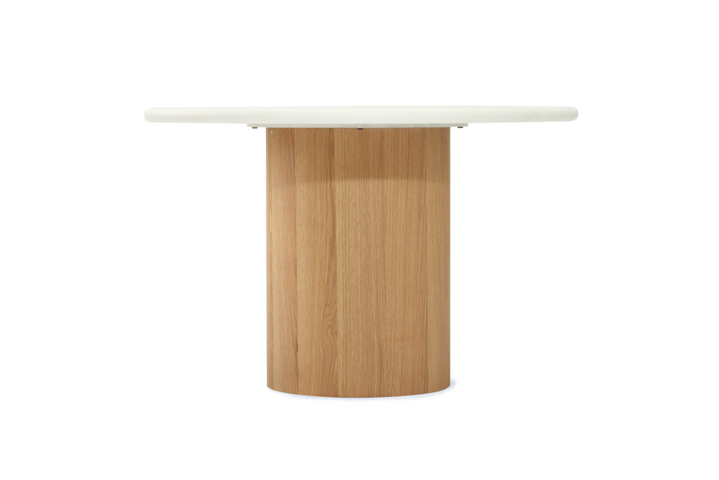 Harlow Oval Dining Table - 240cm  - Natural Oak Base - 240cm White