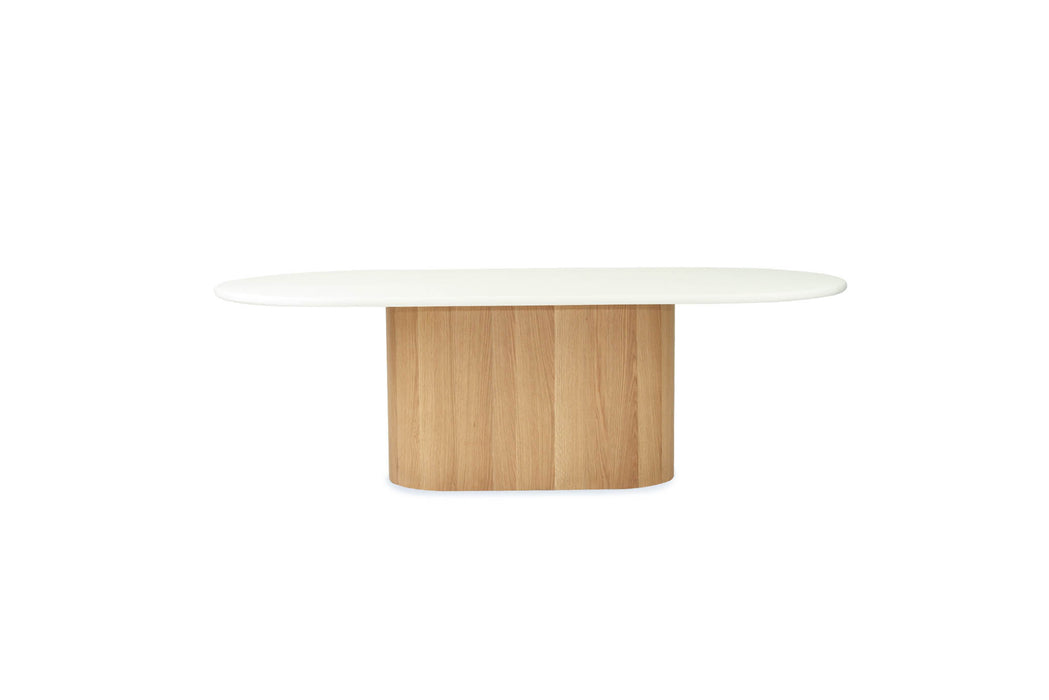 Harlow Oval Dining Table - 280cm  - Natural Oak Base - 280cm White