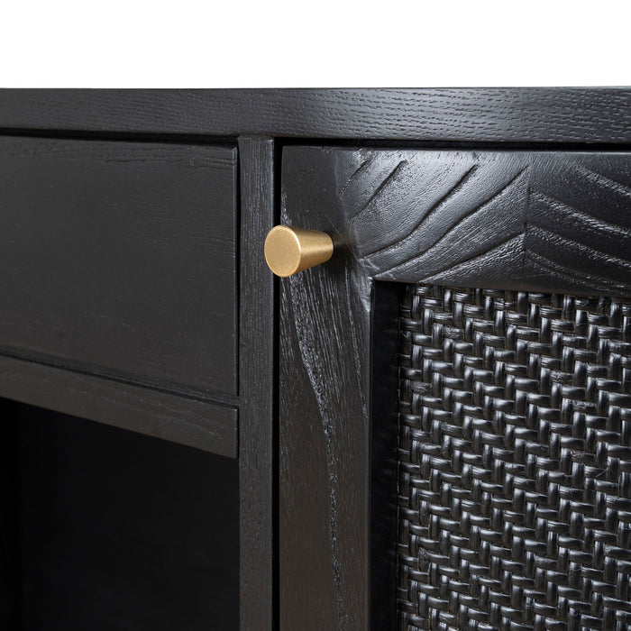 Verso 1.55m Rattan Home Office Desk - Full Black