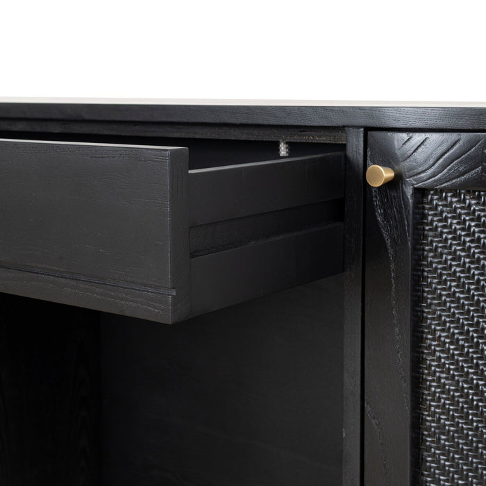 Verso 1.55m Rattan Home Office Desk - Full Black