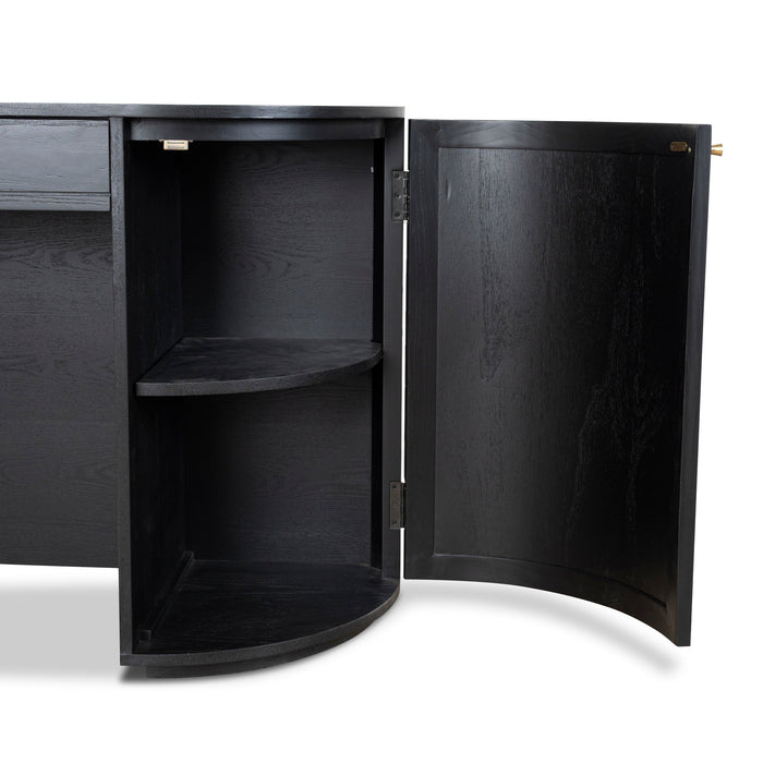 Verso 1.55m Rattan Home Office Desk - Full Black