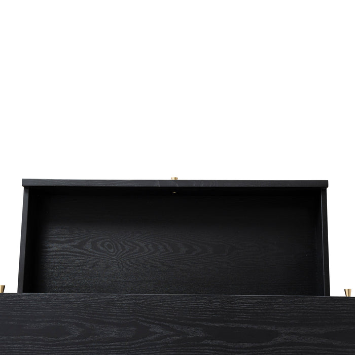 Verso 1.55m Rattan Home Office Desk - Full Black