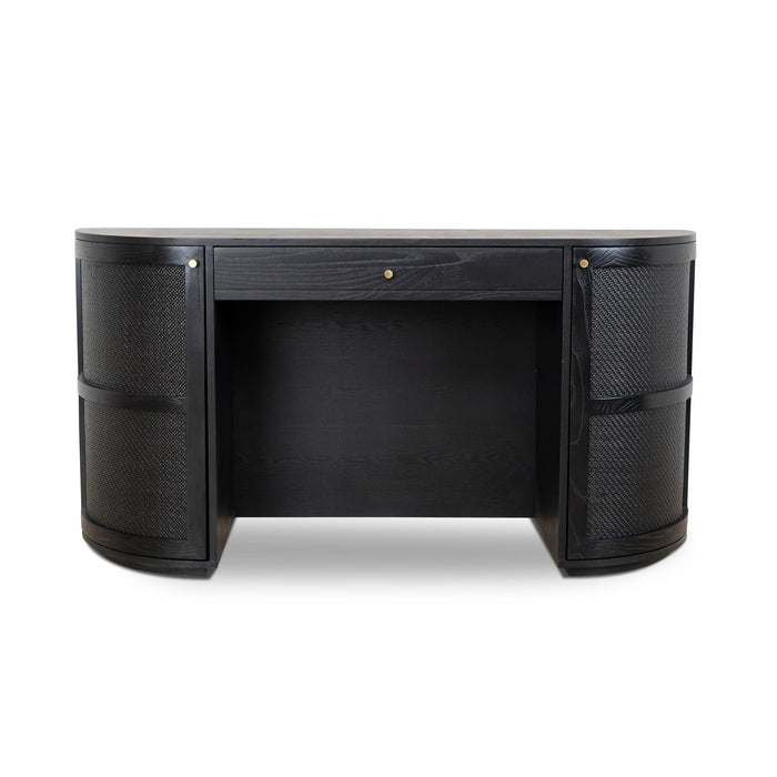 Verso 1.55m Rattan Home Office Desk - Full Black