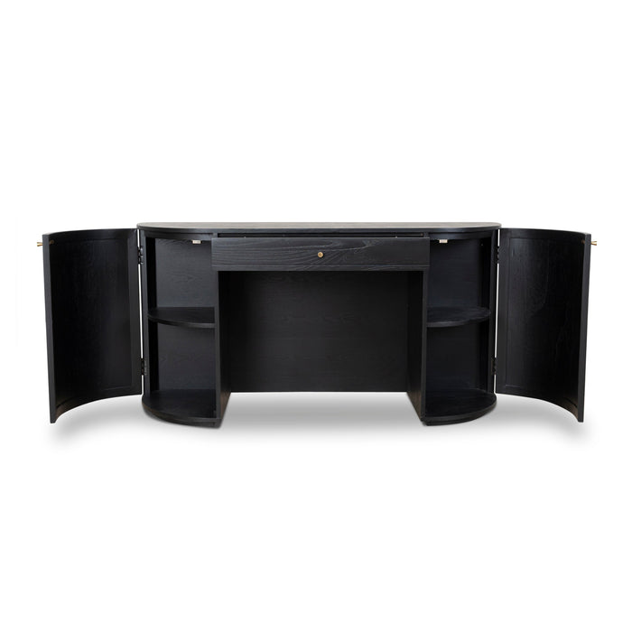Verso 1.55m Rattan Home Office Desk - Full Black