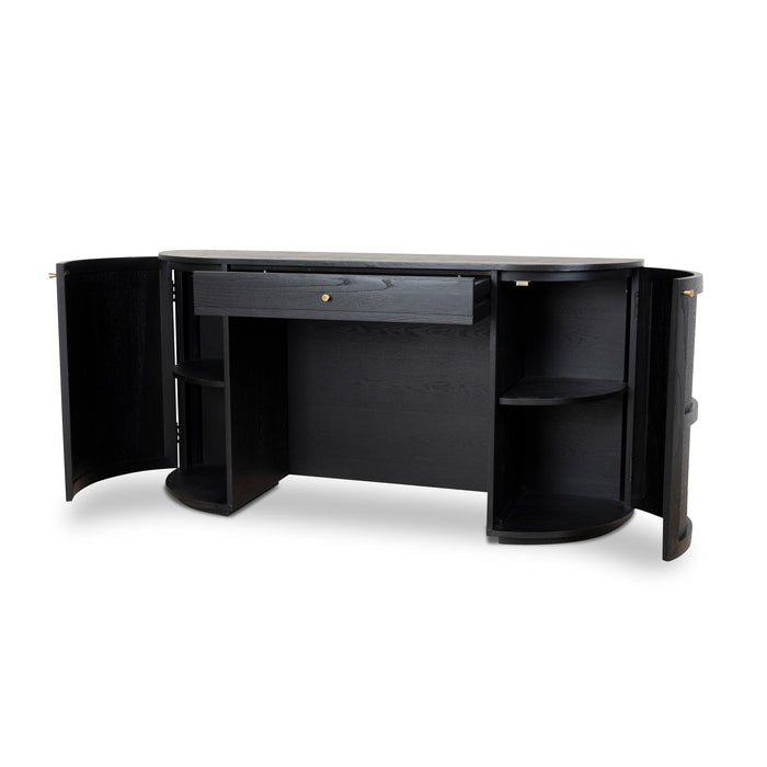 Verso 1.55m Rattan Home Office Desk - Full Black