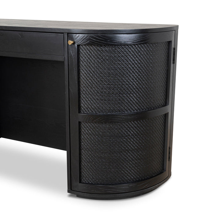 Verso 1.55m Rattan Home Office Desk - Full Black