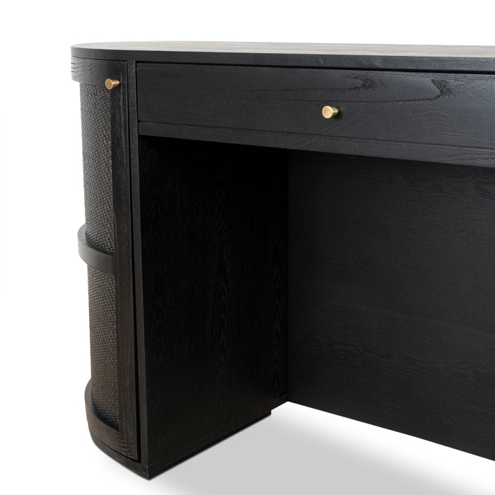 Verso 1.55m Rattan Home Office Desk - Full Black
