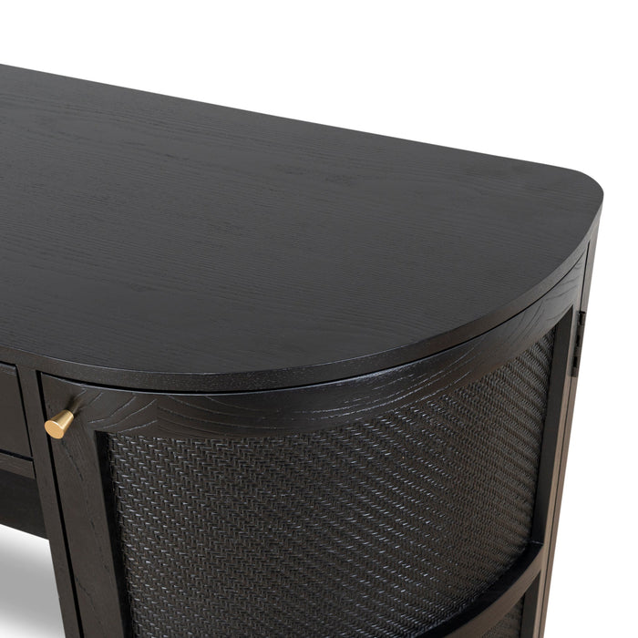 Verso 1.55m Rattan Home Office Desk - Full Black